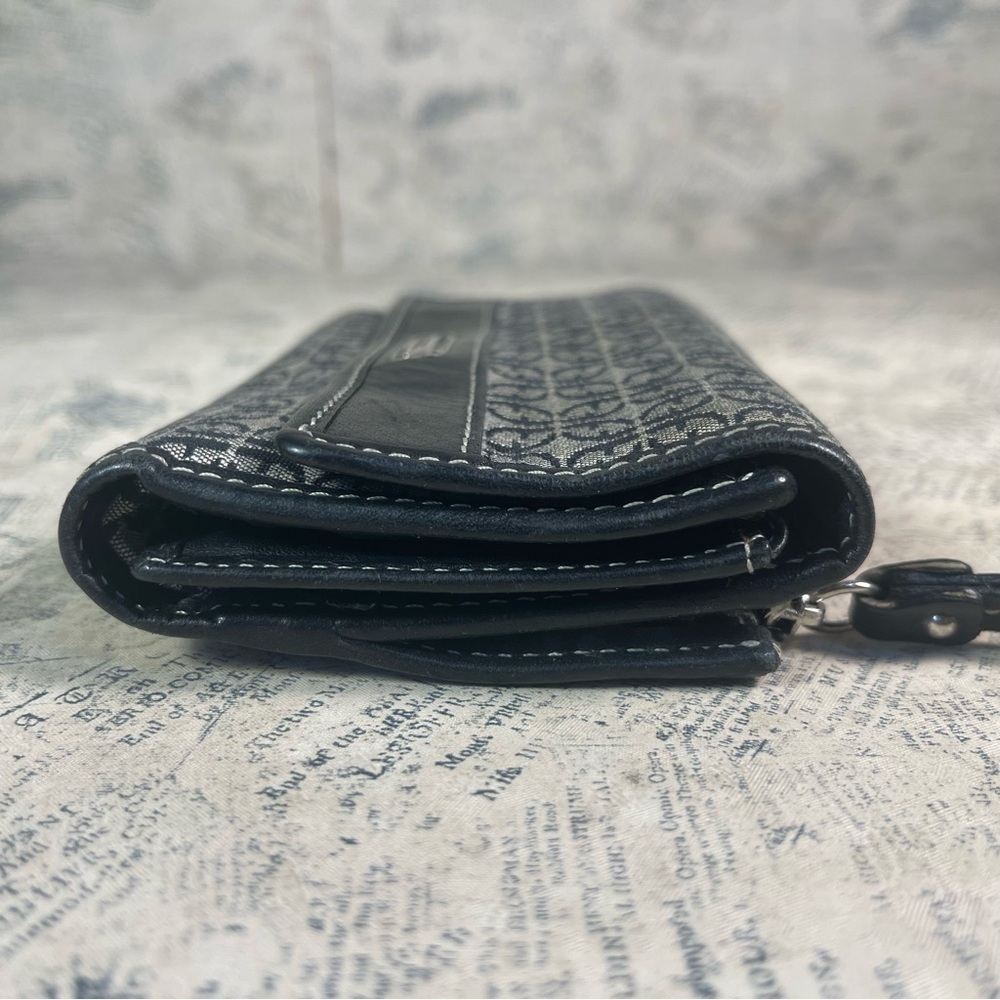 Fossil Wallet Trifold Canvas Monogram Brown Leath… - image 4